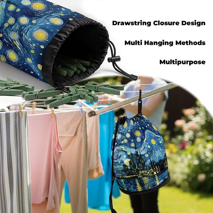 Hummingbird Floral Large Capacity Clothespin Bag - Image 6