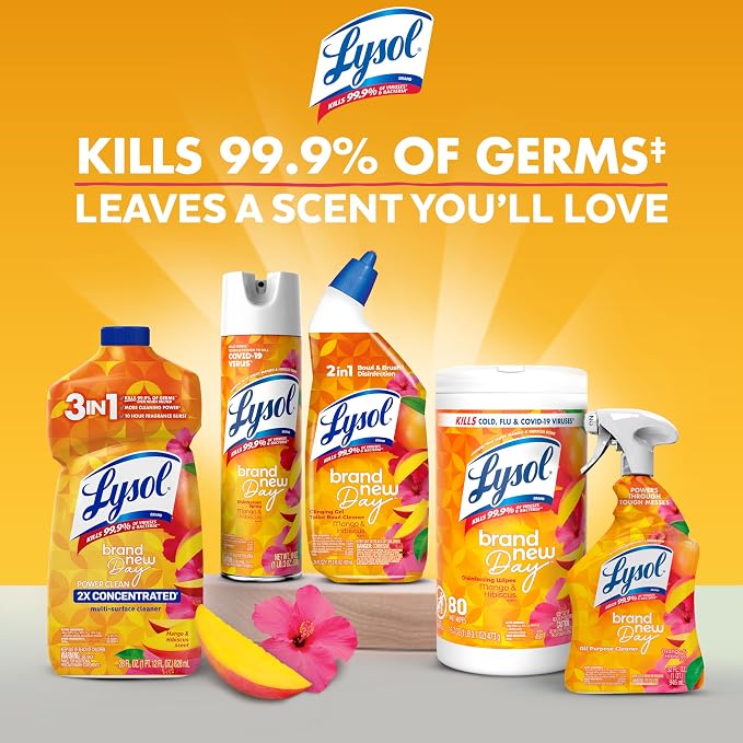Lysol All Purpose Cleaner Spray, Kitchen & Bathroom Cleaner, Mango & Hibiscus - Image 6