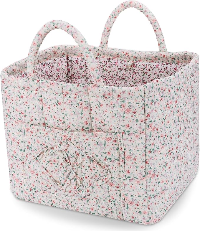 Storage Basket Boho Fabric Large Collapsible Floral Laundry Nursery Hamper by Ankick