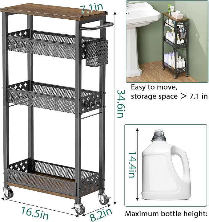 Slim Storage Cart 4 Tier Laundry Cart - Image 4