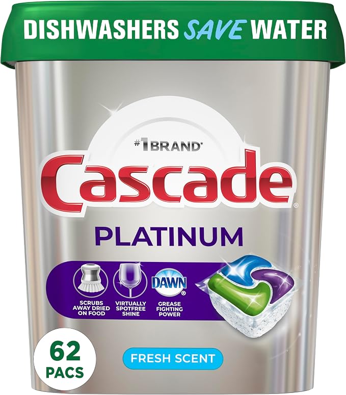 Cascade Platinum Dishwasher Pods, Dishwasher Detergent, Actionpacs by Cascade