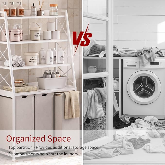 Laundry Basket, 3 Section Laundry Hamper - Image 6
