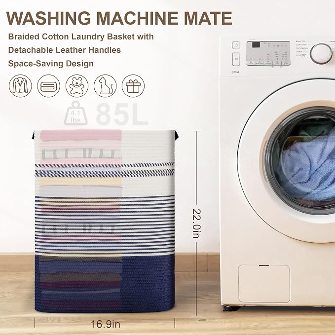 85L Tall Laundry Hamper with Handles - Image 6