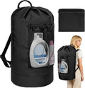 Laundry Bag Backpack with Shoulder Straps and Mesh Pocket Foldable Clothes by WELIDAY