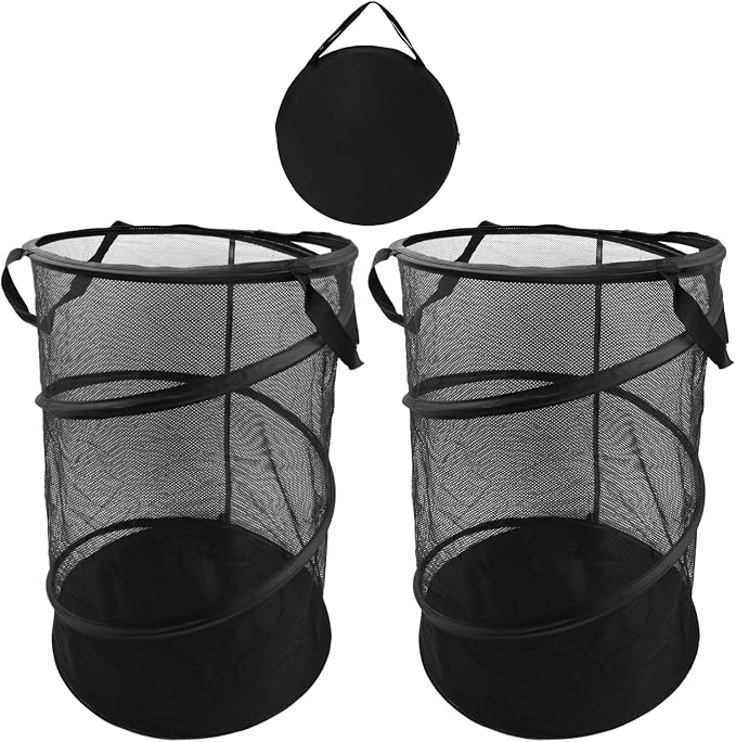 2 Pcs Mesh Pop up Collapsible Laundry Hampers, Popup Travel Laundry Basket by Unknown