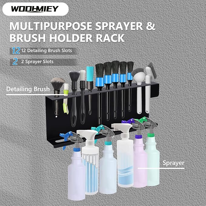 Wall Mounted Spray Bottle Holder and Detailing Brush Rack, Car Detailing - Image 2