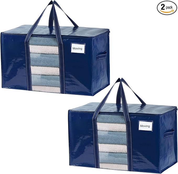 VENO 2 Pack Moving Bags with Clear Window, Heavy Duty Storage Bins with Lid by Veno