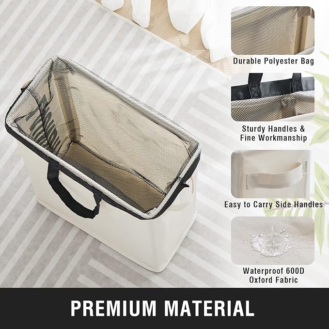 Slim Laundry Hamper with Removable Inner Bag and Side Handles, 45L Small - Image 4
