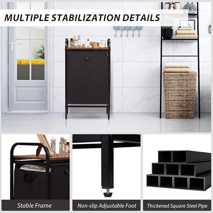 Laundry Hamper with Removable Bags & Built-In Shelf - Image 5