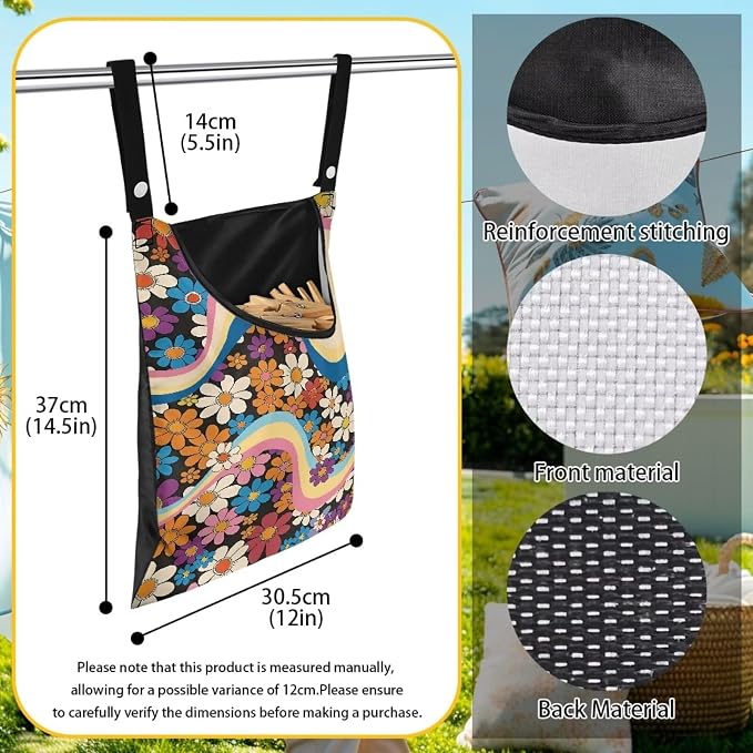 Floral Clothespin Storage Organizer to Hang on Line Clothes Pin Hanging Bag - Image 7