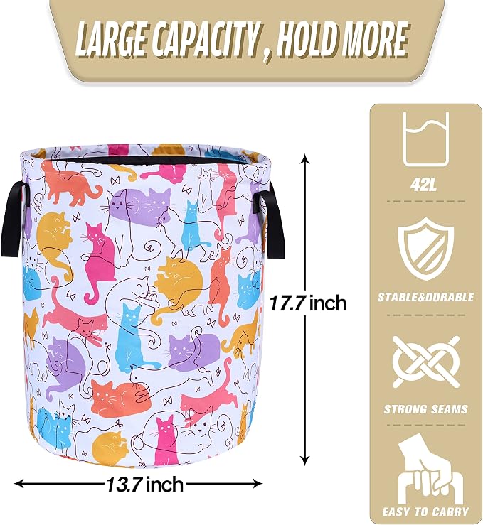 Cute Cat Laundry Basket Foldable Oxford Cloth Funny Tote Bag Laundry Hamper - Image 4