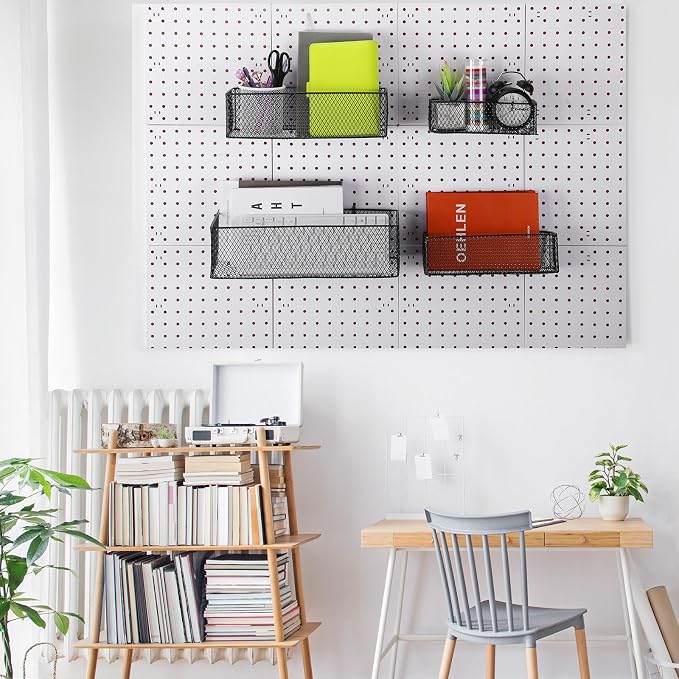 Norme 4 Pack Pegboard Baskets Set 4 Size Metal Wall Organizer Square Style Wire - Image 5