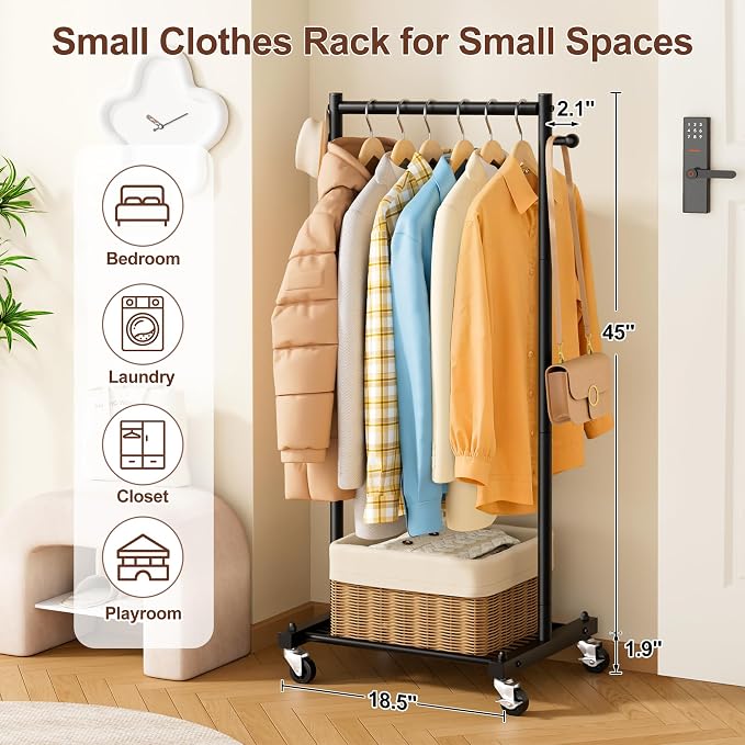 MISSLO Small Clothing Racks for Hanging Clothes 45" Short Clothes Rack - Image 2