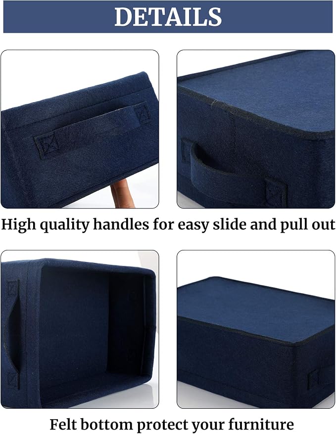 Small Storage Baskets Shelf Storage Baskets Navy Blue Fabric Storage Bin Narrow - Image 5