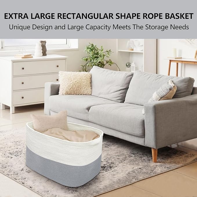 XXXXL Blanket Basket, Extra Large Wicker Woven Blanket Pillow Storage Bin - Image 4