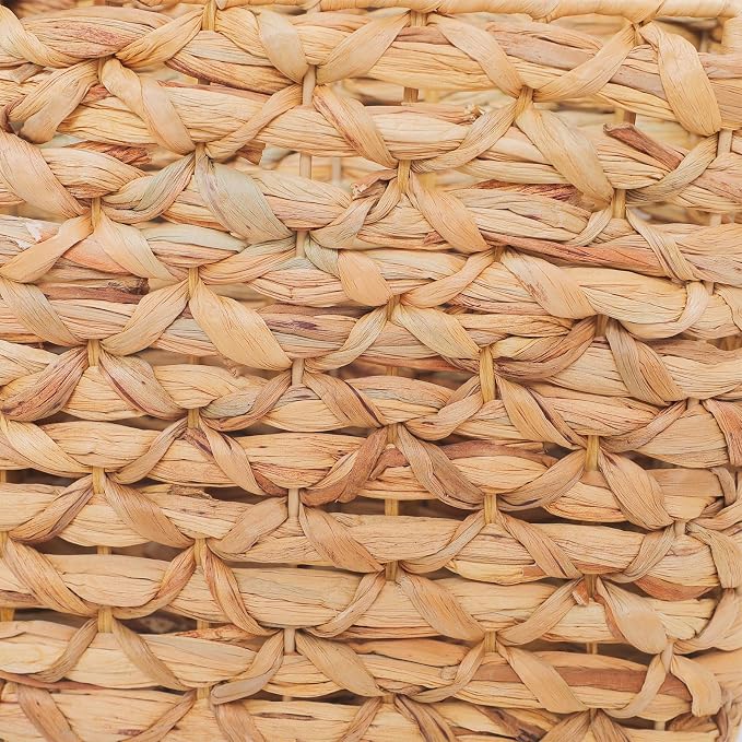 2-Tier Wall Hanging Wicker Water Hyacinth storage baskets Set, Woven Rustic - Image 8