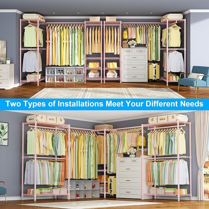 E10L L-Shaped Clothes Rack for Corner（With Expandable Hanger Rod）Heavy Duty - Image 4