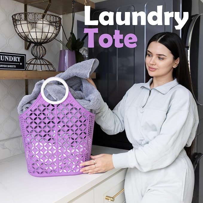 Fox Run Purple Cleaning Caddy, Laundry and Produce Basket - Image 3