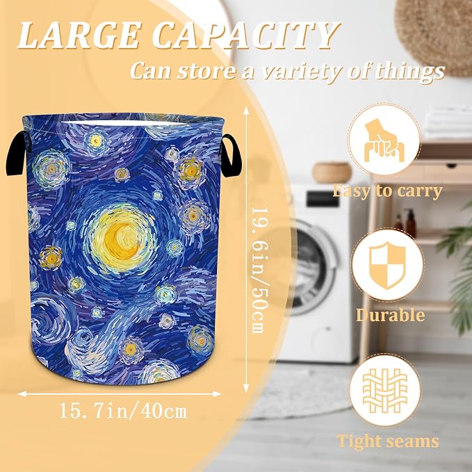 Starry Night Laundry Basket, Foldable Waterproof Oxford Cloth Laundry Hamper - Image 2