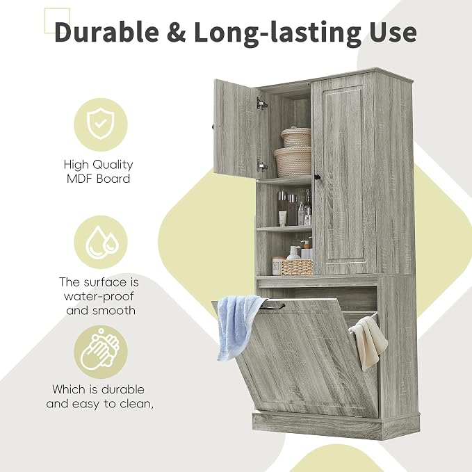 68" Tall Bathroom Storage Cabinet - Image 5