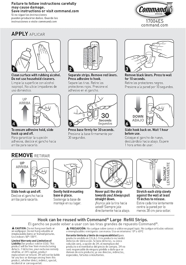 Command 7.5 lb Jumbo Utility Hook, 1 Wall Hook and 4 Strips, Damage-Free Hanger - Image 8