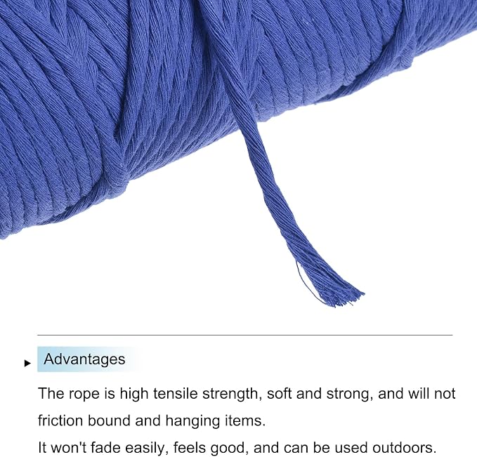 MECCANIXITY Cotton Rope Twisted Braided Twisted Single Strand Cord, Bright Blue - Image 4
