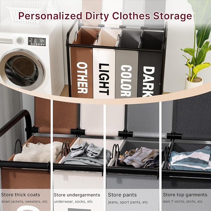 4-Compartment Laundry Cart - Image 2