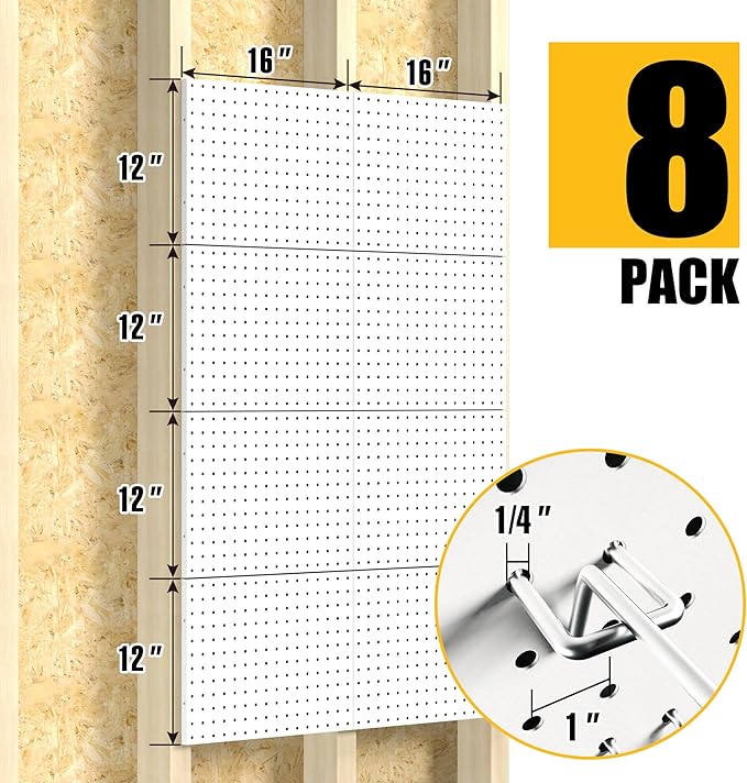 Peg Board, 8 Pack Metal Pegboard Panels - Image 3