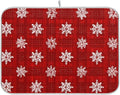 White Snowflake Pattern on Red Dish Drying Mat Super Absorbent Drying Mat 16x18 by susiyo