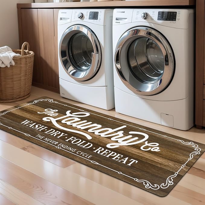 Pauwer Laundry Room Rug Runner 20"x60" Waterproof Rubber Laundry Mat Non Slip by Pauwer