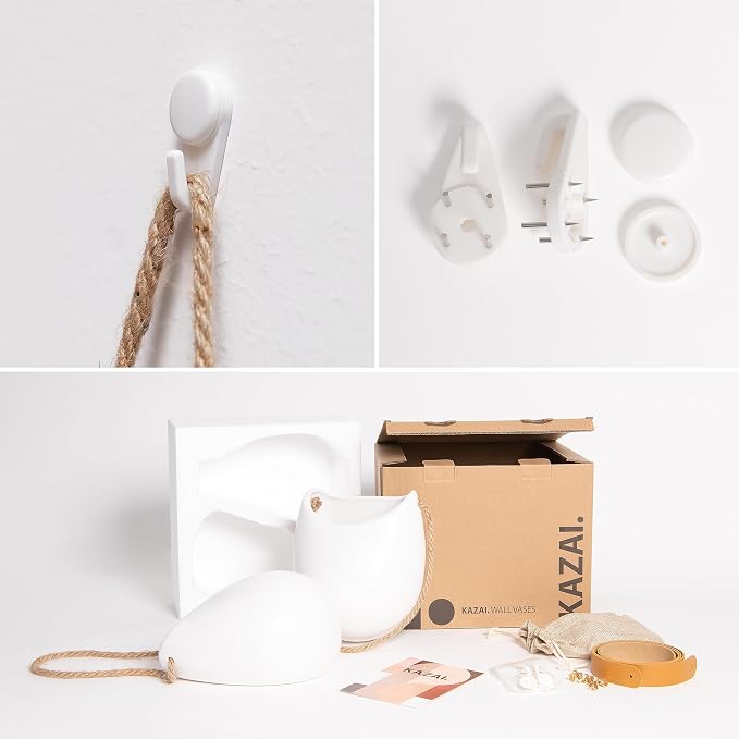 Kazai. Wall Planters -Ellie- | Hanging Ceramic Plant Pots 2 Pieces | Wall - Image 5