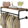 Clothes Rack with Top Shelf, 43.3in Industrial Pipe Wall Mounted Garment Rack by UlSpeed