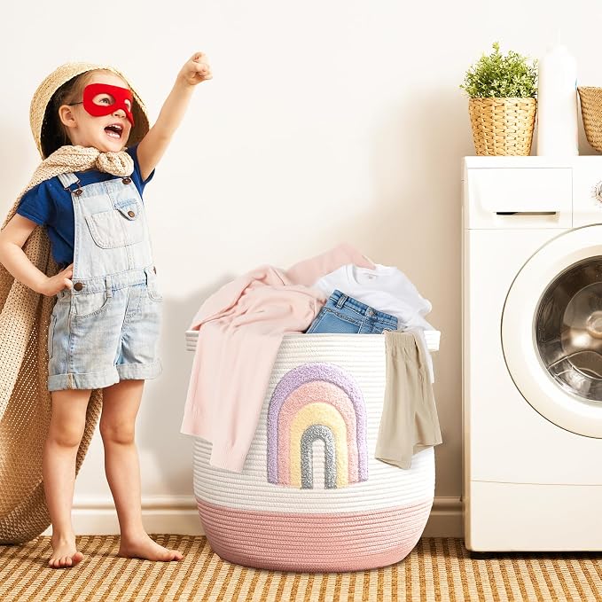 Large Baby Laundry Basket, Rainbow Laundry Hamper - Image 5