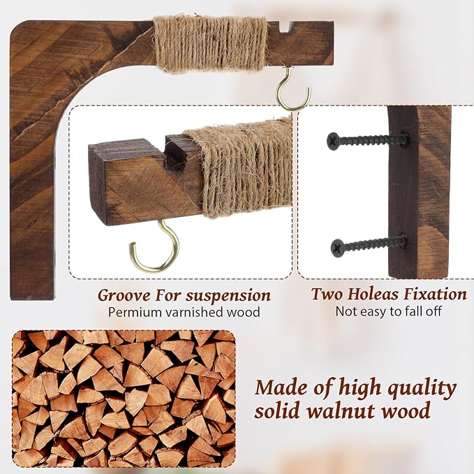 Geelin 4 Pack Wooden Plant Hanger - Image 3