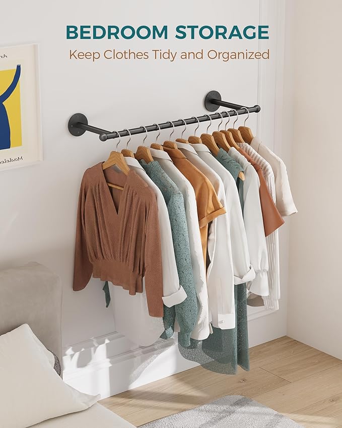 OROPY Industrial Pipe Clothing Rack, Wall Mounted Clothes Rack, Closet Rods - Image 8