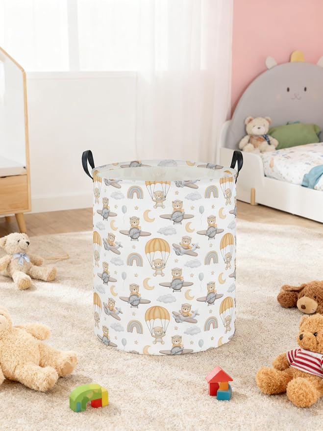 Kids Laundry Hamper, Animal Laundry Basket Collapsible Bear Storage Baskets - Image 4