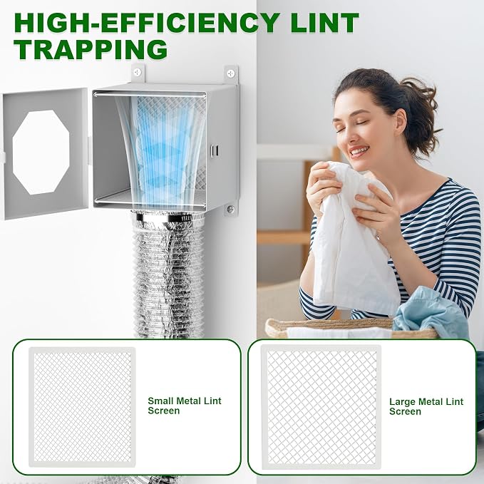Metal Dryer Duct Lint Trap, Indoor Dryer Vent Kit - Image 6