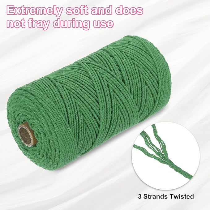 HARFINGTON Natural Macrame Cord 2mm x 220 Yards 3 Strand Twisted Cotton Macrame - Image 3