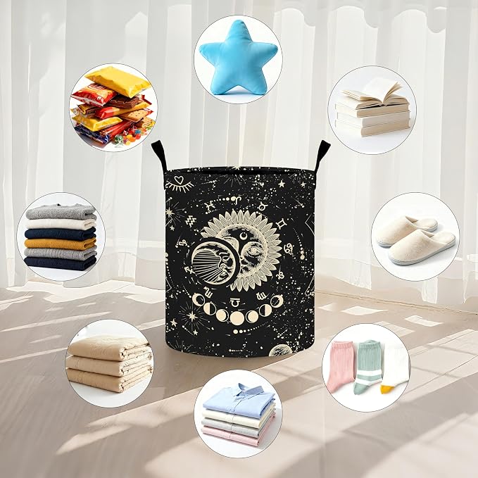 Sun Moon Laundry Basket Storage Bin Foldable Laundry Hamper Clothes Storage - Image 5