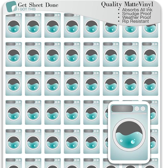 Laundry Planner Stickers / 54 Matte Vinyl / Clothing House Chores Work by GetSheetDone