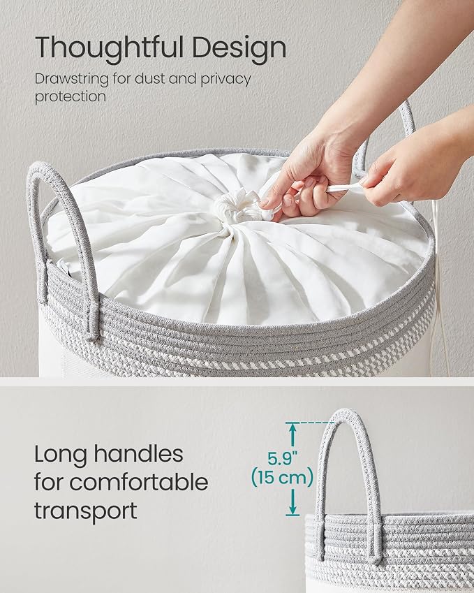 SONGMICS Laundry Hamper, Cotton Rope Laundry Basket - Image 4