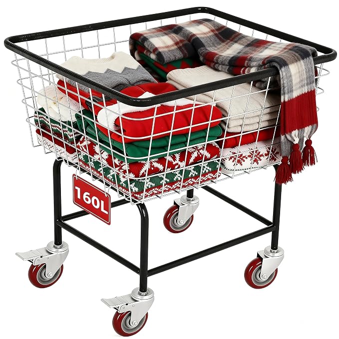 4.5-Bushel Rolling Laundry Cart by Unknown