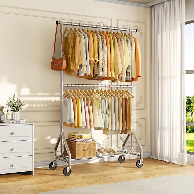 Heavy Duty Clothes Rack, Double Rod Clothing Rack - Image 8