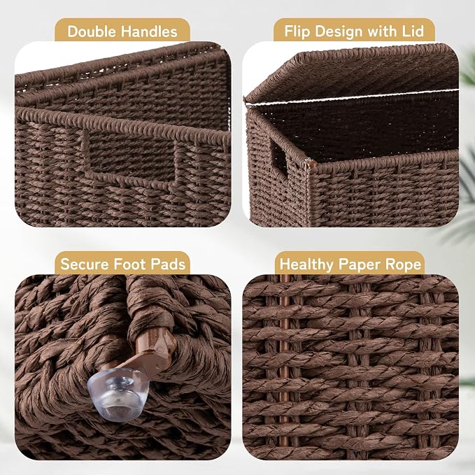 OIAHOMY Laundry Hamper with Lid, 23.8 Gal Wicker Hamper with Removable Liner - Image 5