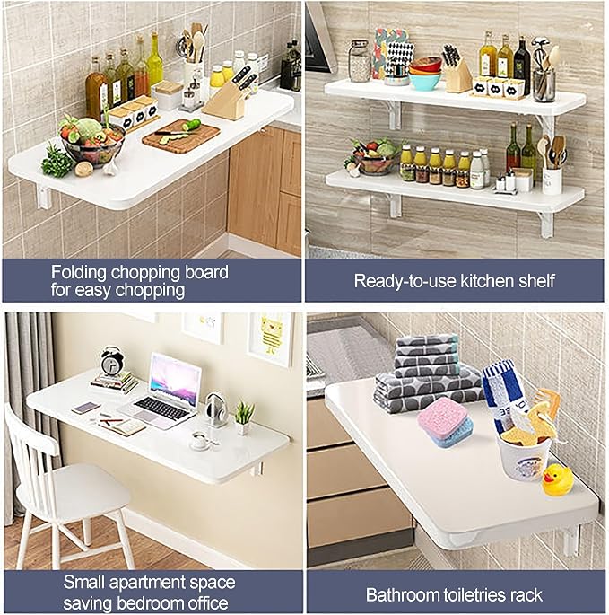 Laundry Floating Folding Table, Wood Wall Mounted Folding Table, fold down table - Image 5
