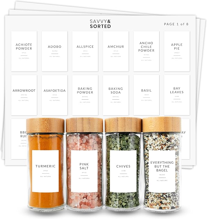 Minimalist Spice Labels for Glass Jars by SAVVYSORTED%C2%AE