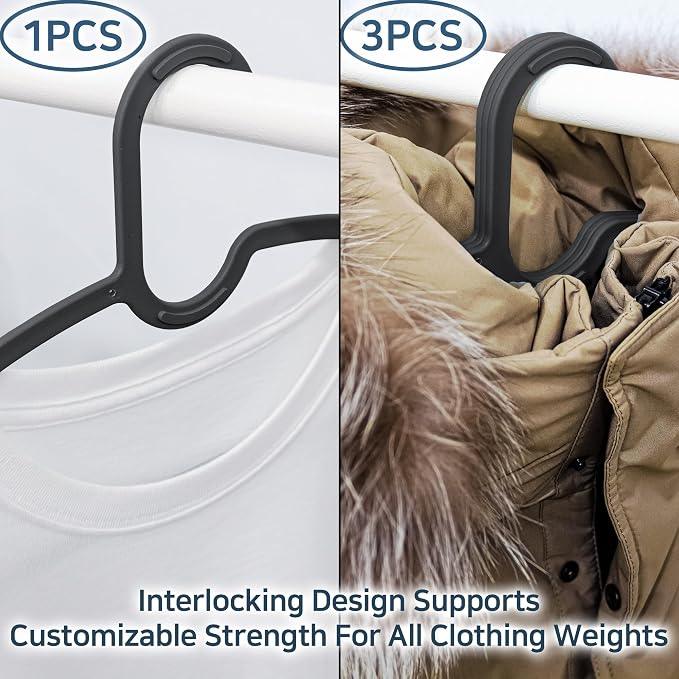 15" Compact Slim & Slimlink Interlocking Clothes Hangers, Space-Saving - Image 3