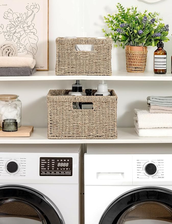 StorageWorks Wicker Storage Baskets, Handwoven Seagrass Basket - Image 6