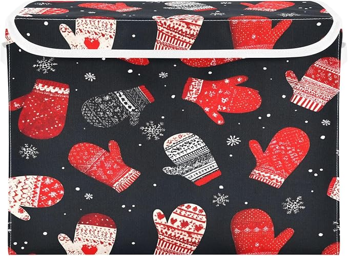MNSRUU Containers Baskets with Lids Winter Glove Fabric Foldable Storage Bins by MNSRUU