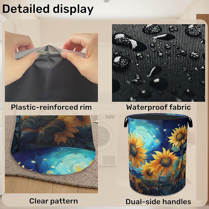 Starry Sky Sunflower Laundry Basket - Image 5
